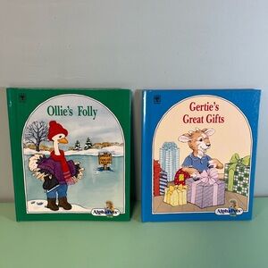 AlphaPets Books Ollie’s Folly & Gertie’s Great Gifts, Vintage 1990’s Kids Books
